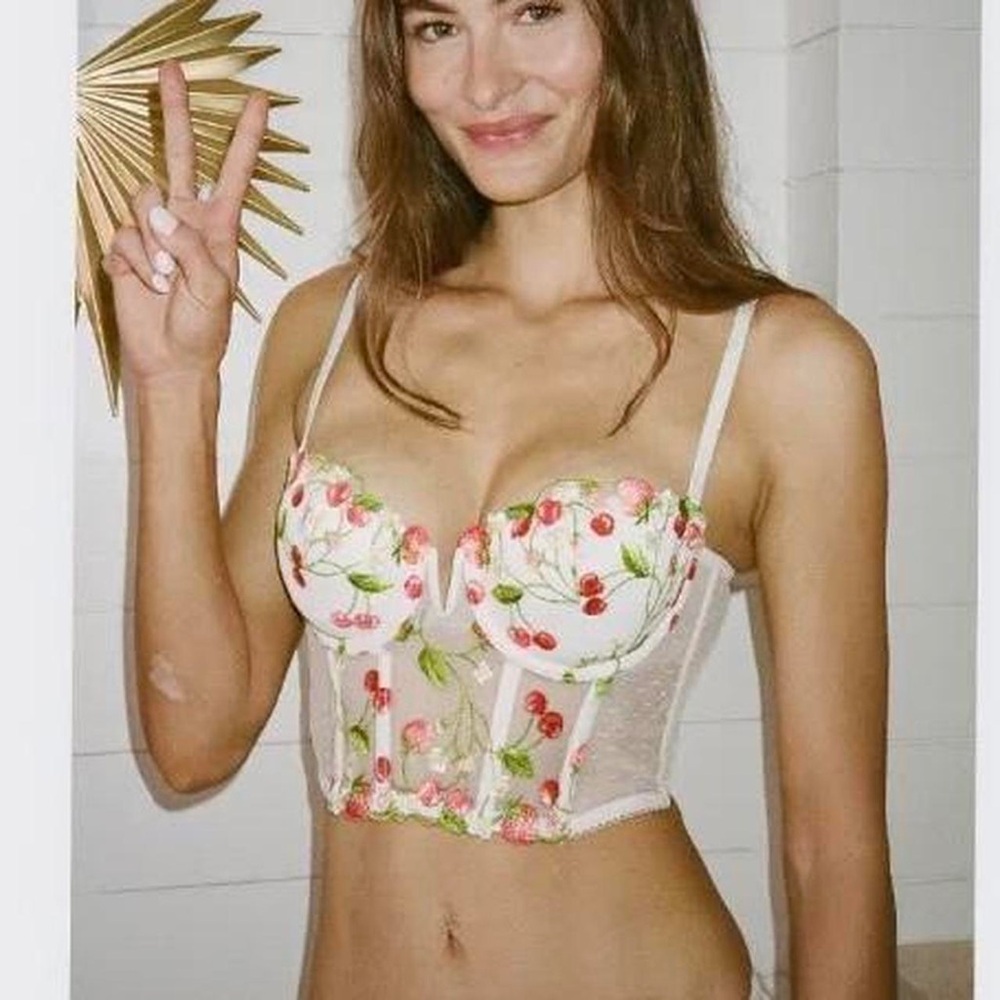 Victoria secret Embroidered Cherry Bustier Top size 36 C